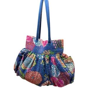 Kantha stitch tote bag hobo hand stitch India boho